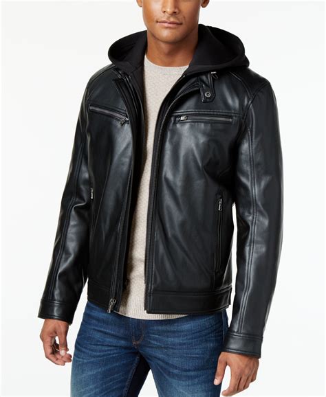 michael kors faux leather bomber jacket|micheal Kors men puffers jackets.